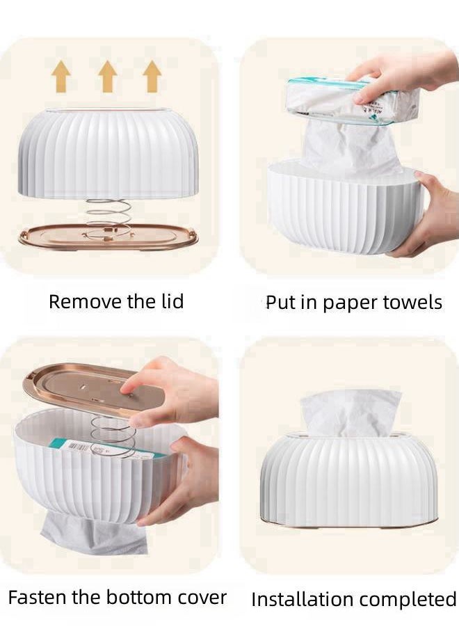 WAOKN - Living Room Desktop Tissue Box Household Toilet Automatic Lift Paper Box Bathroom Light Luxury Tissue Storage Box - Image 1