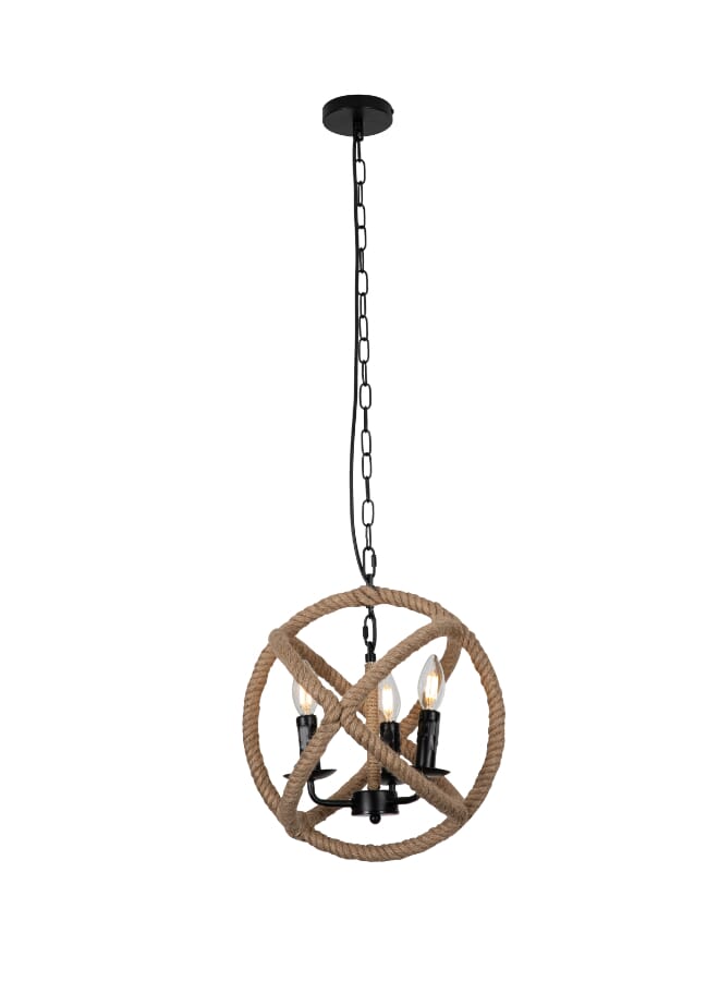 Best Power Rustic Rope Chandelier – Model 9008 | Vintage Hanging Ceiling Light with 3 E14 Bulbs | Adjustable 100cm Cord | Retro Pendant Lamp for Dining Room, Living Room, Café | Bulbs Not Included - Image 2