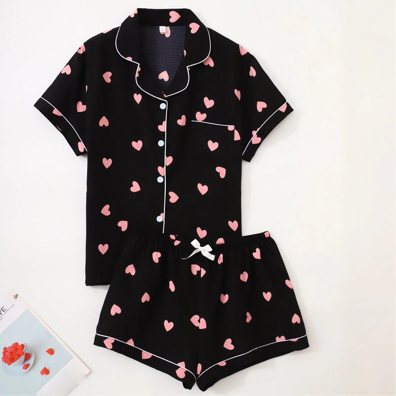 and Bubble Wrinkle Cardigan Pajamas for Women, Short-Sleeved Shorts, Breathable Casual Home Wear Set, Manufacturer Wholesale - Image 2