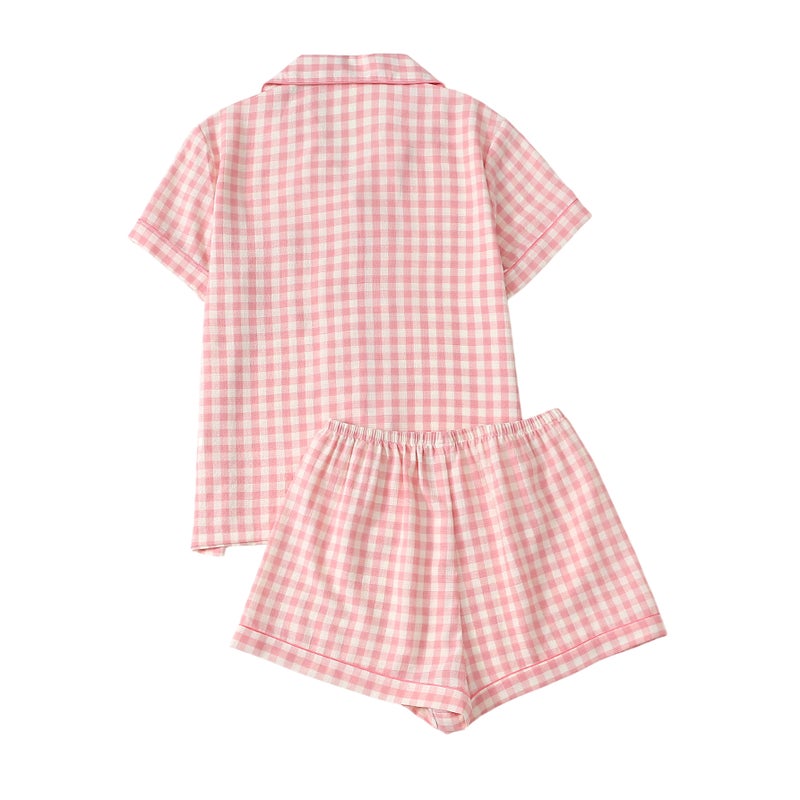 and Bubble Wrinkle Cardigan Pajamas for Women, Short-Sleeved Shorts, Breathable Casual Home Wear Set, Manufacturer Wholesale - Image 1