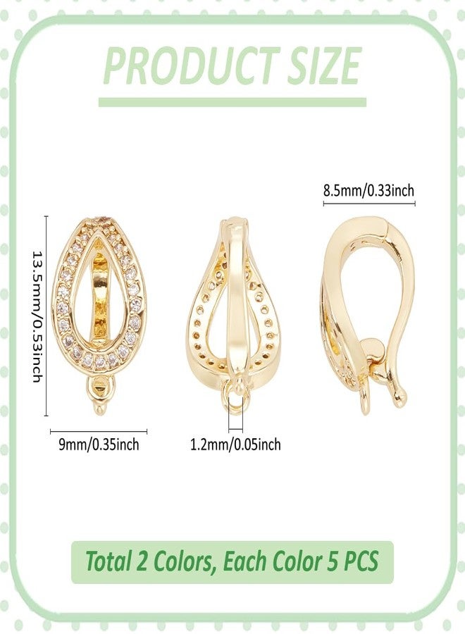 UNICRAFTALE 10Pcs 2 Colors Fold Over Clasps Real 18K Gold Plated Oval Extender Clasps Rhinestone Foldover Extension Clasp Micro Pave Jewelry Clasps Jewelry Clasps for Bracelet Necklace Jewelry Making - Image 4