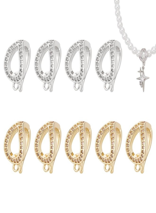 UNICRAFTALE 10Pcs 2 Colors Fold Over Clasps Real 18K Gold Plated Oval Extender Clasps Rhinestone Foldover Extension Clasp Micro Pave Jewelry Clasps Jewelry Clasps for Bracelet Necklace Jewelry Making - Image 1