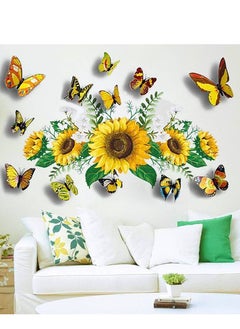 Excefore 3D Wall Stickers Sunflower Butterfly Wall Decal Waterproof Removable for Kids Bedroom Living Room Bathroom Art Decor Home Decoration Indoor Outdoor 13PCS  - Image 3