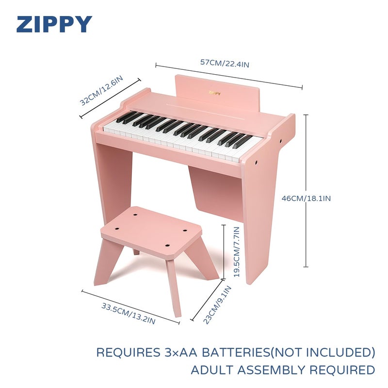 ZIPPY Kids Piano Keyboard, 37 Keys Digital Piano for Kids, Music Educational Instrument Toy, Wood Piano for 3+ Girls and Boys (Pink Basic) - Image 3
