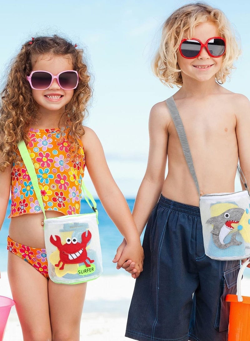 NIBEMINENT Beach Toys Mesh Bags Children's Shell Collection Bag Tote for Shells, Boys and Girls Swimming Accessories  - Image 3