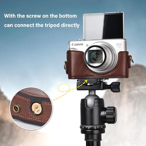 kinokoo Camera Case for Canon PowerShot SX720 HS/SX730 HS/SX740 HS - PU Leather Protective Case with Shoulder Strap - Coffee - Image 5