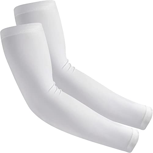 EGOFLEX Arm Sleeves for Men and Women Compression UV Sun Protection Tattoo Cover Up Baseball Basketball Football Golf Running (White) - Image 1
