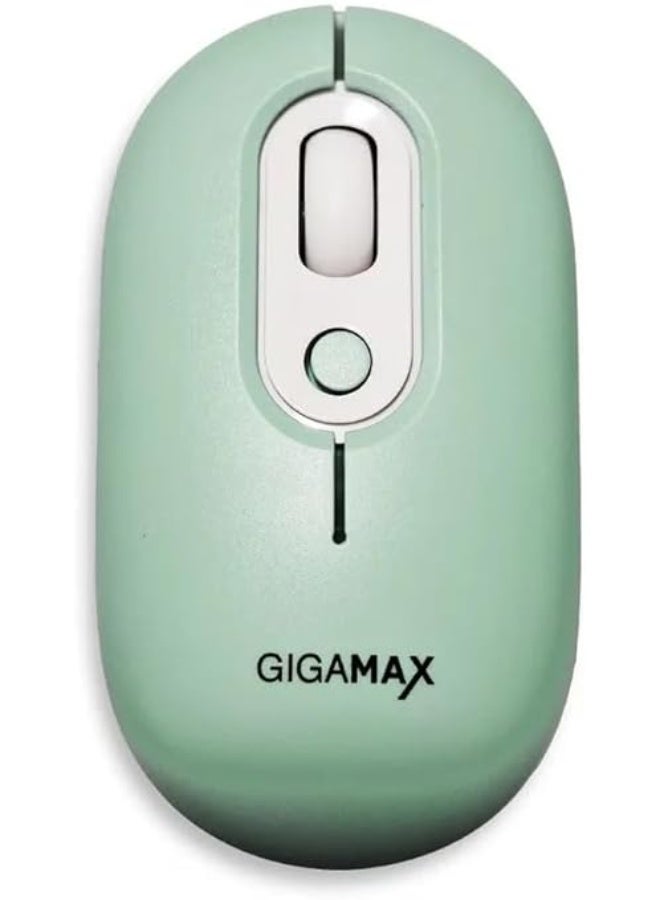 GIGA-MAX G1300 Wireless Mouse, Dual Mode 2.4GHz and Bluetooth 5.0, Rechargeable via USB-C Port, Adjustable DPI, Mint Green, Sky Blue, Black (Green)