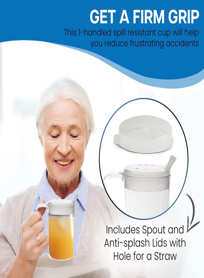 Providence Spillproof كوب بلاستيكي من إنديبندنس سعة 10 أونصات بمقبض واحد وغطاءين أنيقين، كوب شرب خفيف الوزن بمقابض سهلة الإمساك، متوافق مع جميع أنواع الأكواب، كوب شرب مقاوم للانسكاب للبالغين PSC 55 - عبوة من 3 قطع - Image 5