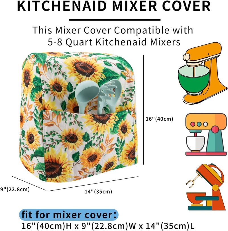 TUYUU غطاء خلاط Kitchen Aid متوافق مع خلاطات Kitchen Aid/Hamilton سعة 6-8 كوارت، موديلات الرأس المائل ورفع الوعاء، غطاء خلاط مطبوع بالزهور من Pioneer Woman، إكسسوارات خلاط Kitchen Aid - Image 2