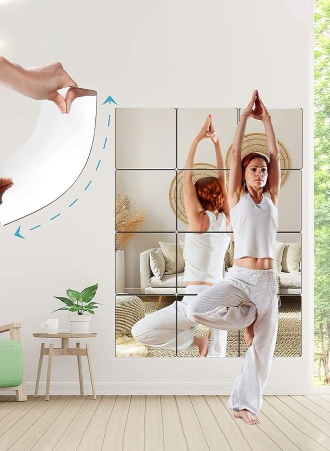 MIXDE 4-Piece Set Of Full-Length Wall Mirrors, 3D Acrylic 30x30cm Wall Tiles For Bedroom, Home Gym, And Home Wall Decoration - Image 3