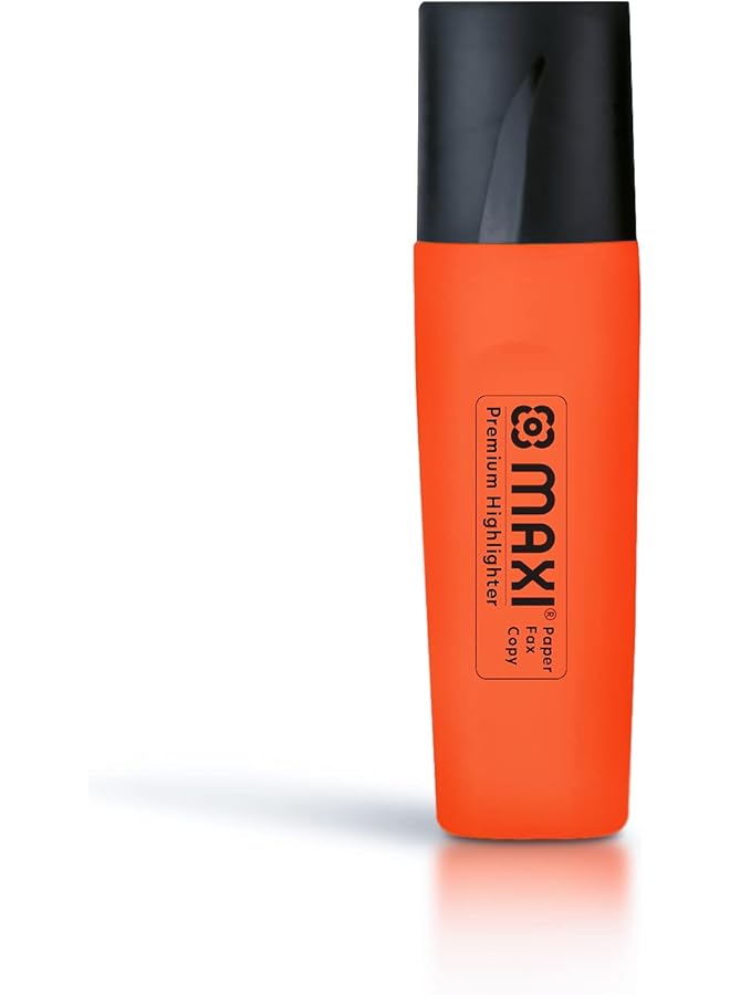 Maxi Super Fluorescent Premium Highlighter Box Of 10Pc Orange Ultra Smooth For Paper Copy And Fax  - Image 3
