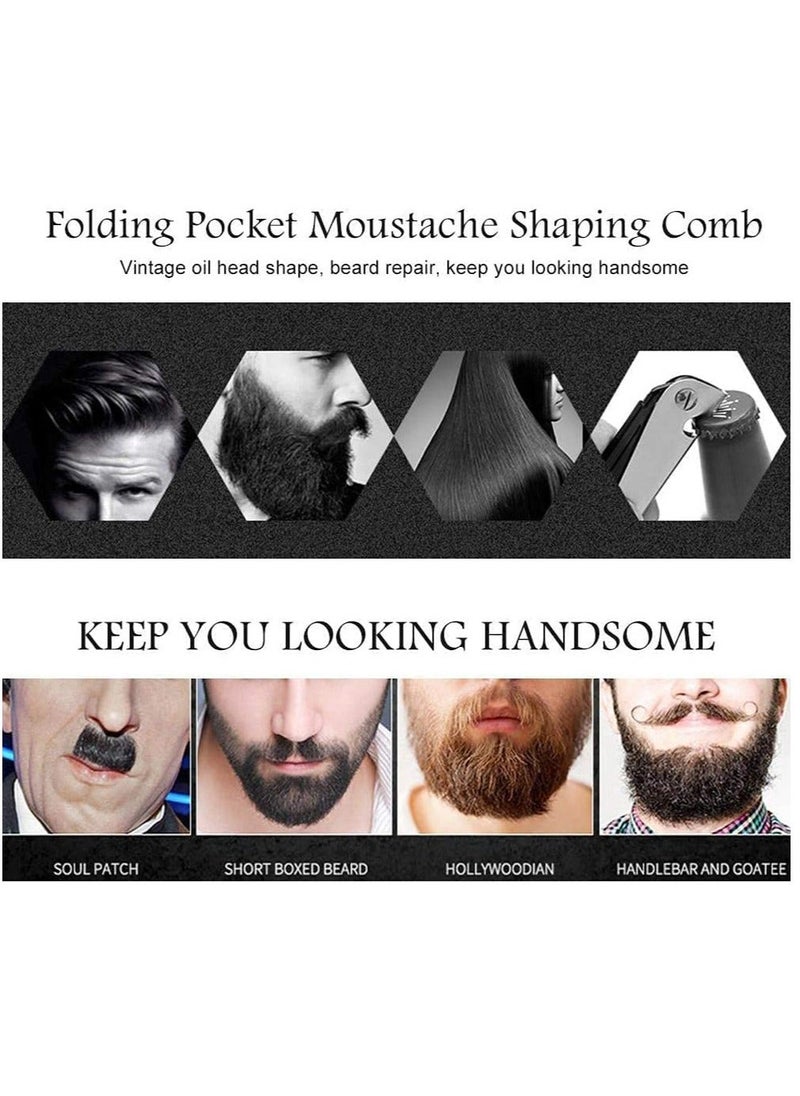 Y&D Folding Beard Comb, Portable Stainless Steel Round Comb for Men, Carrying Pocket Oil Hair Moustache Shaping Grooming Styling, Combing Hair, Beards and Mustaches  - Image 3