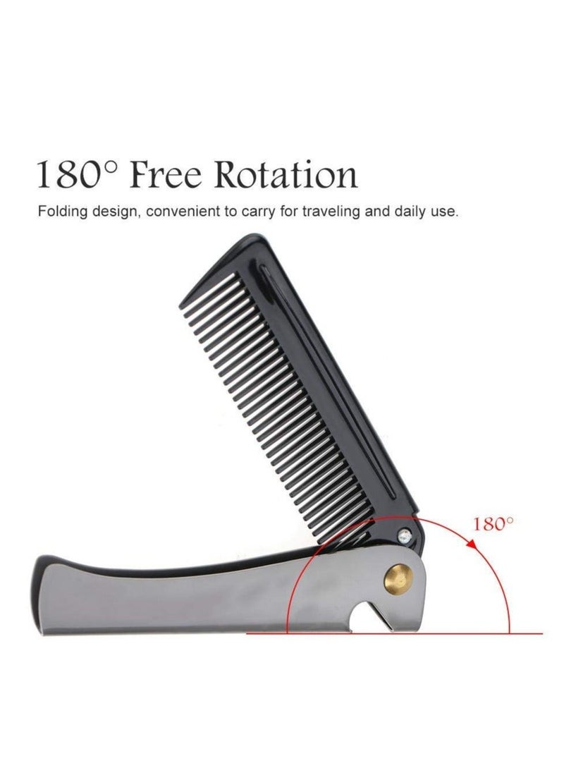 Y&D Folding Beard Comb, Portable Stainless Steel Round Comb for Men, Carrying Pocket Oil Hair Moustache Shaping Grooming Styling, Combing Hair, Beards and Mustaches  - Image 4