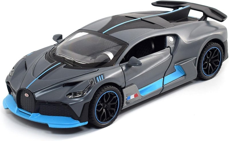 FEXXA Exclusive Alloy Metal Pull Back Die-cast Car Model With Sound Light Mini Auto Toy for Kids (1.32 Scale Bugatti DIVO-Grey-1) [New Model] - Image 1