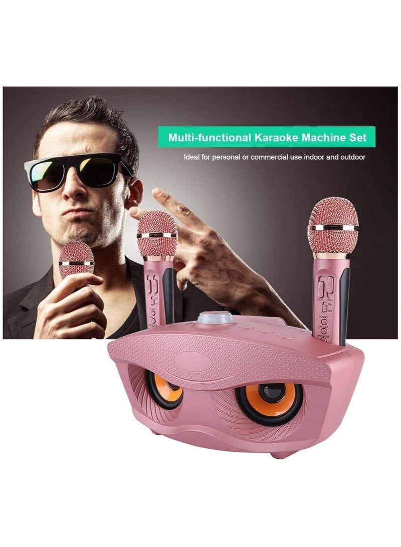 Portable Karaoke Machine, 10 W Multifunctional Bluetooth Speaker with 2 Wireless Microphones, 10 Metre Bluetooth Range, Family Karaoke Machine for Indoor and Outdoor Use (pink) - Image 5
