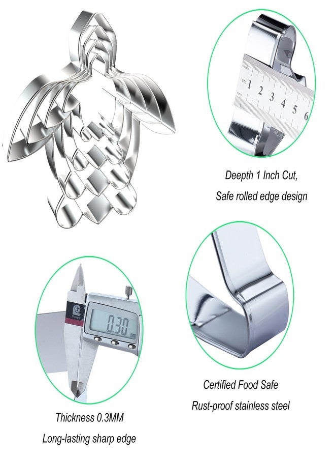 QAAQS Sea Turtle Cookie Cutter Set - 5 inch, 4 inch, 3 inch, 2 inch - 4 Piece Under The Sea Cookie Cutters Shapes Molds - Stainless Steel - Image 3