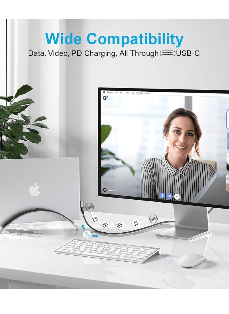 Rock Pow - 240W USB 4 Cable with LED Display 40Gbps 8K@60Hz PD USB Type C to USB C Male to Male with 90 Degreen Cable Cord for Computer Type-C Laptop Pad Hub - Image 1