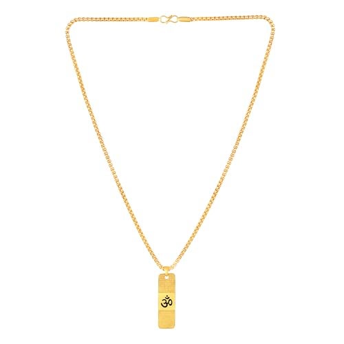Mahi Gold Plated Lord Om Engraved Dual Side Locket Pendant with Chain for Men and Women (PS1101915G) - Image 4