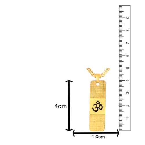 Mahi Gold Plated Lord Om Engraved Dual Side Locket Pendant with Chain for Men and Women (PS1101915G) - Image 5