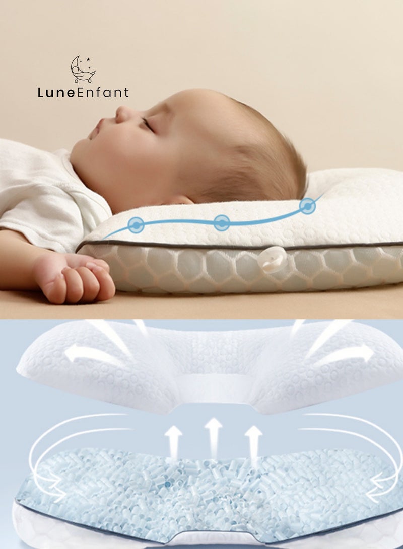 LuneEnfant Baby Pillow - Soft Cotton Fabric, Breathable & All-Season Comfort, High Resilience Tube Filling - Image 3