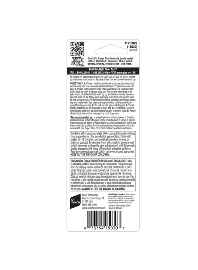 Super Glue Quick Fix High Strength Cyanoacrylate All Purpose Liquid Glue Clear 2g 11710024 - Image 3