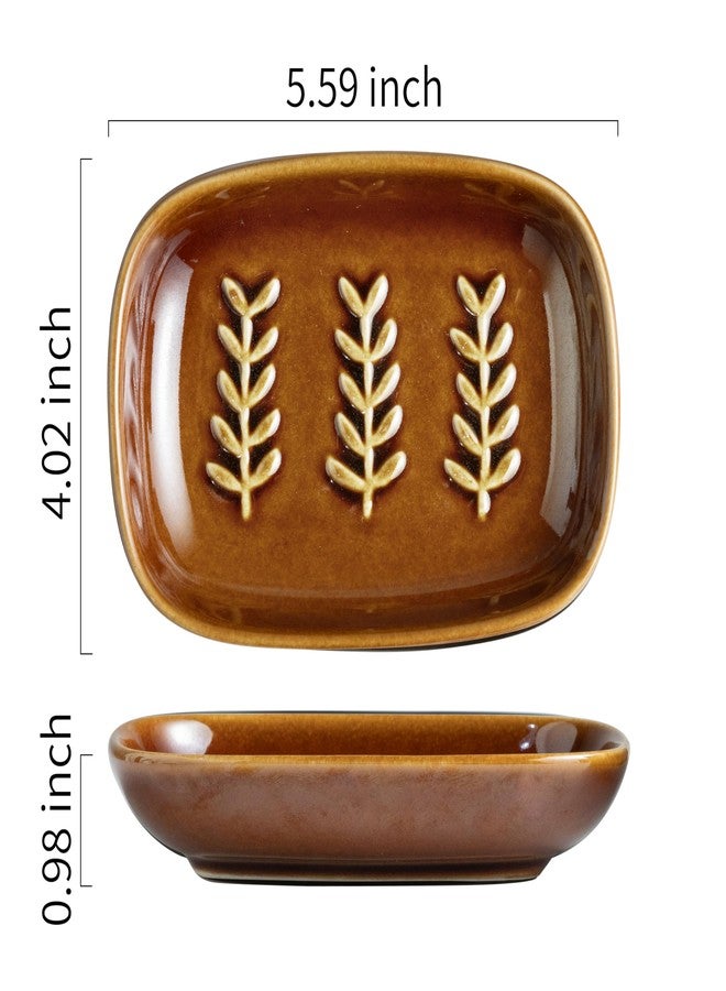 Miamolo Soap Dish for Shower, Ceramic Soap Holder Soap Dishes for Bar Soap Sponge, Decorative Soap Saver Tray for Bathroom Kitchen Sink Bathtub, Pro-Environment, Extend Soap Life, Dark Brown - Image 5