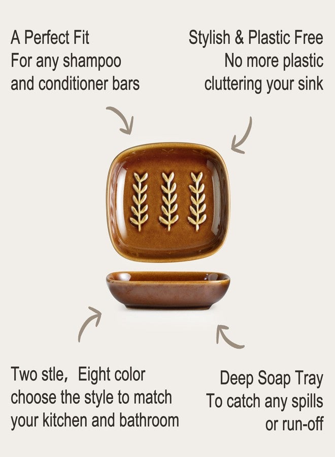 Miamolo Soap Dish for Shower, Ceramic Soap Holder Soap Dishes for Bar Soap Sponge, Decorative Soap Saver Tray for Bathroom Kitchen Sink Bathtub, Pro-Environment, Extend Soap Life, Dark Brown - Image 4