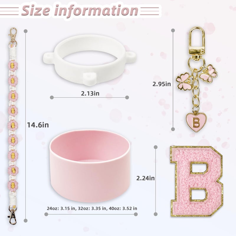 SITKOL Silicone Boot Cute Monogram Set Compatible With Owala Water Bottle 40 Oz - Perfect Letter Owala Accessories For Owala Tumbler, Owala Free Sip, Pink Owala, Black Owala, Owala Coffee Tumbler (Pink, B) - Image 5