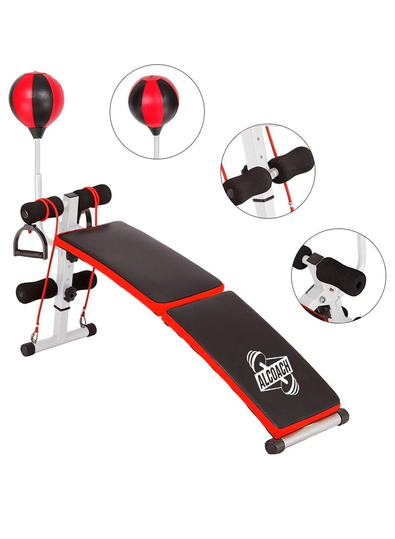 ALCOACH Sit-up Adjustable Abdominal Bench with Speedball and Pull Ropes with gift shaker protein - Image 2