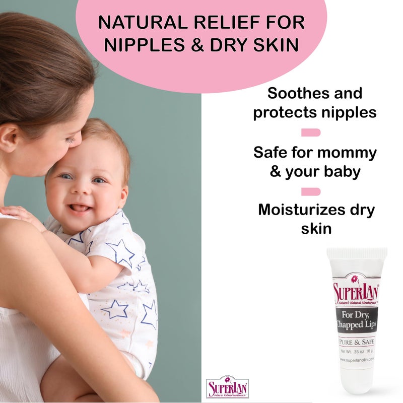 SuperLan Organic Lanolin Lip Balm - Medical grade - Natural Nipple Cream Lanolin - Moisturizer for dry cracked lips - Hydrating lip care - Ultra pure jojoba oil - Kosher chapstick (0.35 Oz) - Image 5