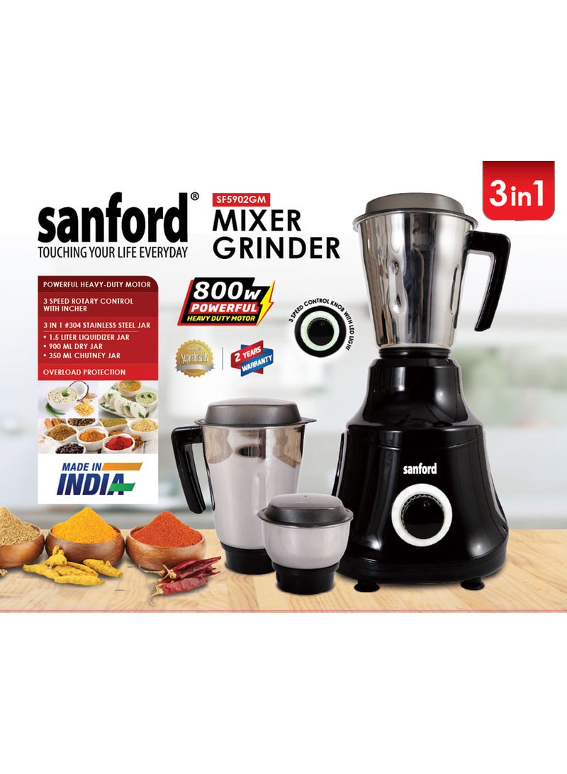 Sanford 3 IN 1 GRINDER MIXER (MADE IN INDIA) 1.5 L 800 W SF5902GM BS A Multicolour - Image 1