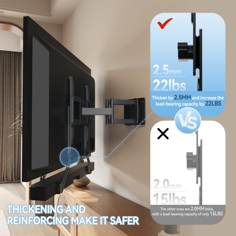 C YECEN Sound Bar Mounts Unter TV or Above TV, Height & Depth Adjustable Soundbar Mountï¼Œwith Detachable Extension Arms and L-Brackets - Image 3