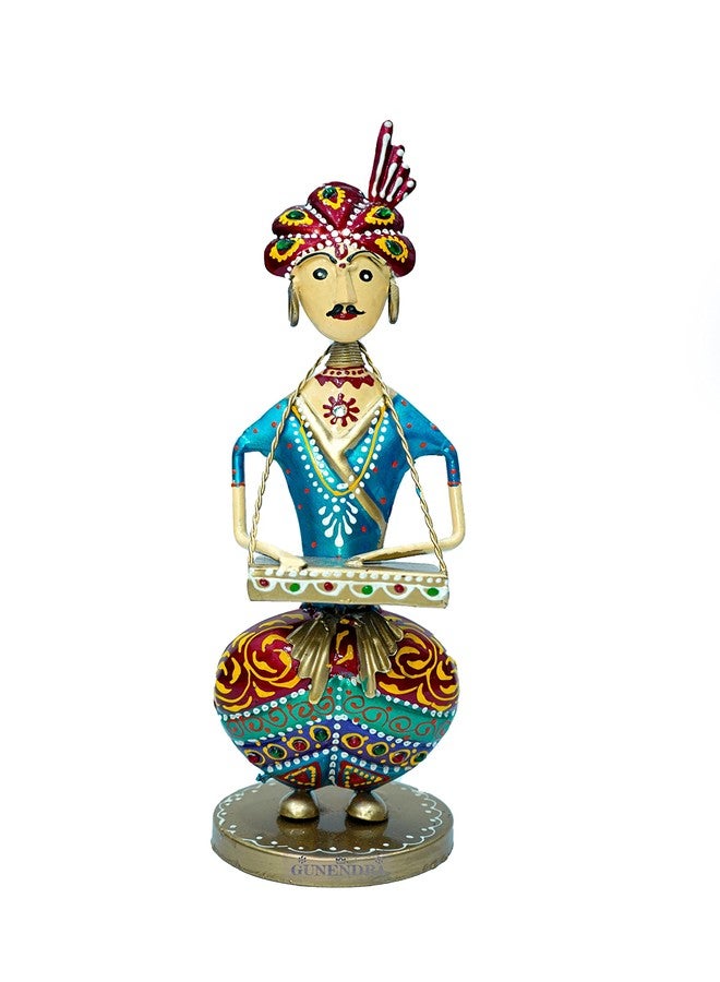 GUNENDRA Crafts Metal Rajasthani Musicians Item Showpiece - Decorative Items For Home | Gift Items | Showpieces | Home Decoration Items Stylish| Table Decorative Items (10X9X30 Cm)(Multicolour) - Image 5