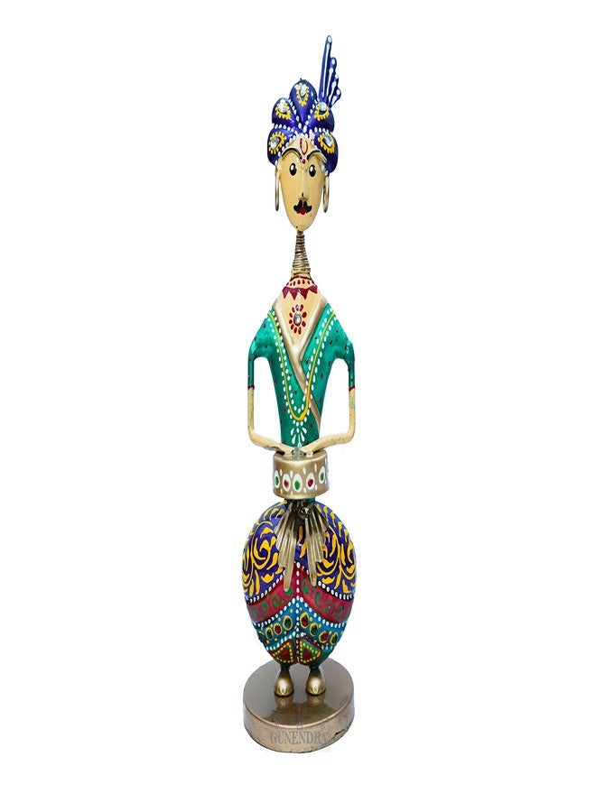 GUNENDRA Crafts Metal Rajasthani Musicians Item Showpiece - Decorative Items For Home | Gift Items | Showpieces | Home Decoration Items Stylish| Table Decorative Items (10X9X30 Cm)(Multicolour) - Image 4