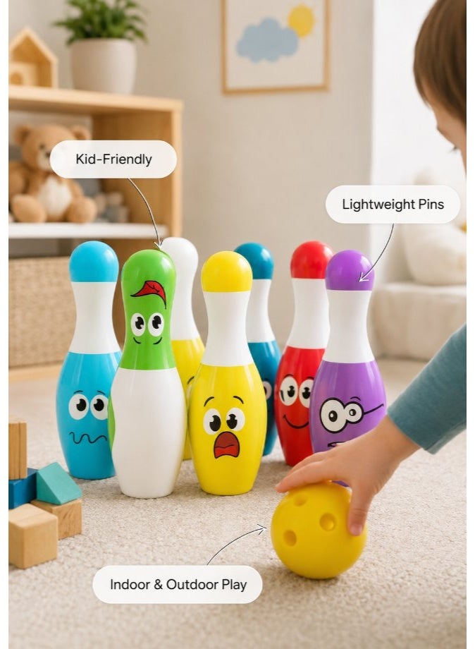 DAT Kids Bowling Set with 6 Colorful Monster Skittle Pins & Ball – Indoor Outdoor Pretend Play Sport Toy - Image 4
