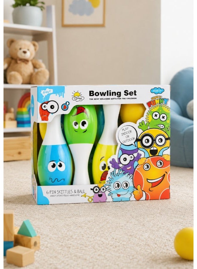 DAT Kids Bowling Set with 6 Colorful Monster Skittle Pins & Ball – Indoor Outdoor Pretend Play Sport Toy - Image 3