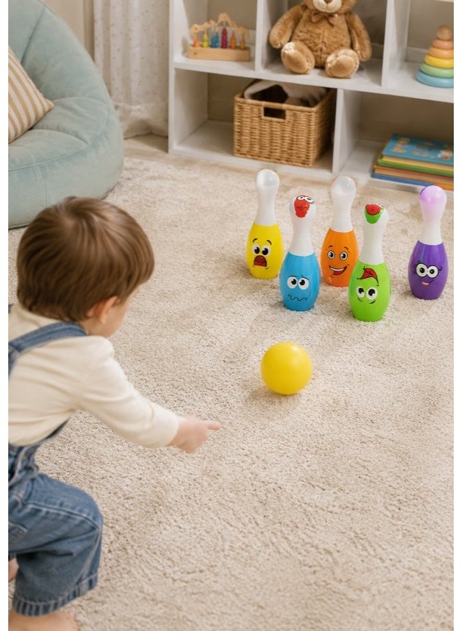 DAT Kids Bowling Set with 6 Colorful Monster Skittle Pins & Ball – Indoor Outdoor Pretend Play Sport Toy - Image 5