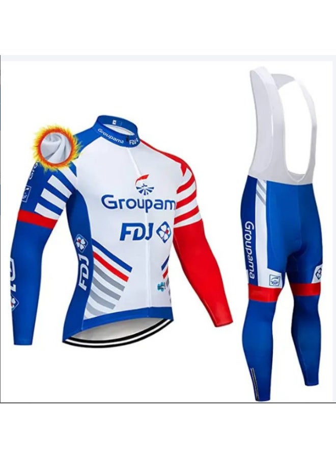 Tour De France Fleece Long-sleeved Autumn And Winter Cycling Clothing Set Mountain Bike Outdoor Sports Road Bike