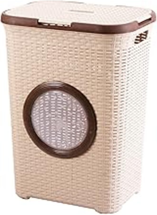 El Watania Automatic Laundry Basket Beige and Brown 