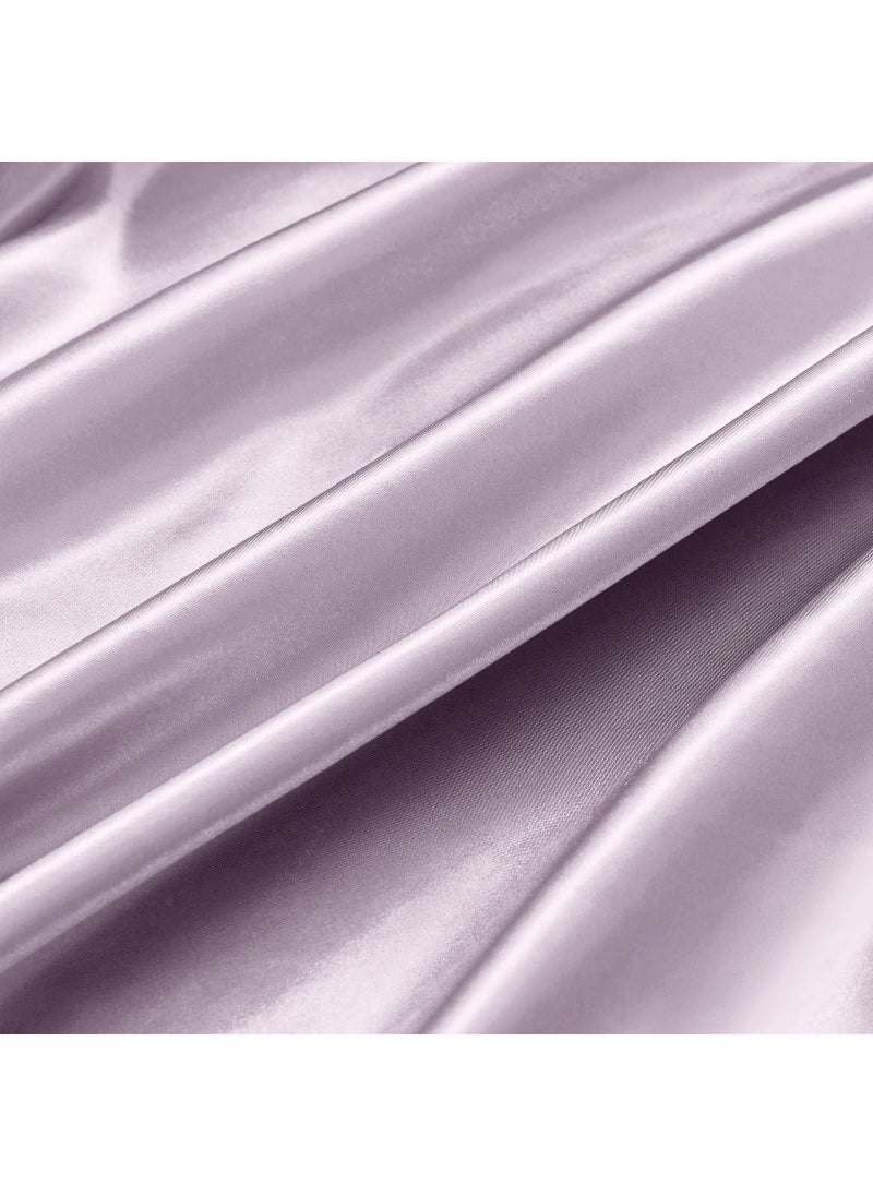Ersmak 4 Pieces Satin Sheets Set Twin Size  Luxury Silky Lavender Satin Bed Sheets Set with 1 Deep Pocket Fitted Sheet  1 Soft Flat Sheet  1 Queen Pillowcases and 1 Body Pillowcase