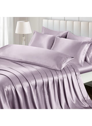 Ersmak 4 Pieces Satin Sheets Set Twin Size  Luxury Silky Lavender Satin Bed Sheets Set with 1 Deep Pocket Fitted Sheet  1 Soft Flat Sheet  1 Queen Pillowcases and 1 Body Pillowcase - pzsku/Z00E70382C5E1B542A01EZ/45/1749650600/e485cc50-395b-4db3-8727-ca1befbcb53b