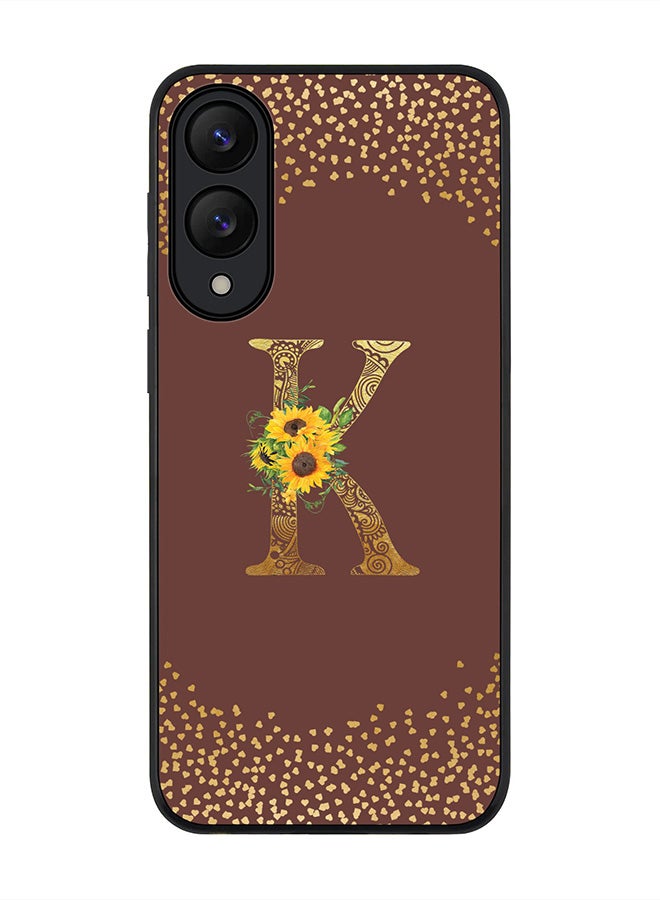 Stylizedd For Samsung Galaxy S25 Edge Case,Slim fit Camera Protection, Shockproof Thin Phone cover  - Custom Floral Monogram - K  (Brown )