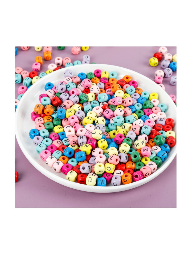 Grab Mantra - 1060 Pcs 10mm Alphabet Multicolor Wooden Square Loose Beads with Initial Letter for Jewelry Making and DIY Crafts - Image 1