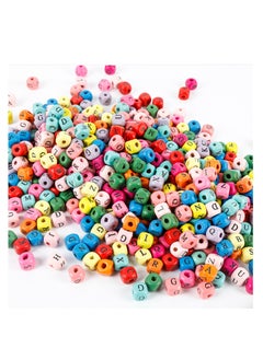 1060 Pcs 10mm Alphabet Multicolor Wooden Square Loose Beads with Initial Letter for Jewelry Making and DIY Crafts