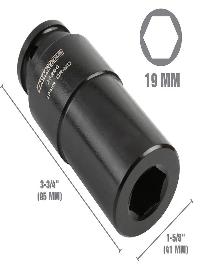 OEMTOOLS 25290 19MM Crank Bolt Socket, Removes Stubborn Bolts, Increased Torque, Impact-Quality Steel, 1/2 Inch Drive Metric Sockets - Image 2
