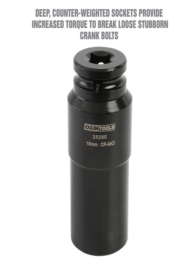 OEMTOOLS 25290 19MM Crank Bolt Socket, Removes Stubborn Bolts, Increased Torque, Impact-Quality Steel, 1/2 Inch Drive Metric Sockets - Image 3