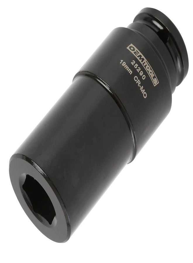 OEMTOOLS 25290 19MM Crank Bolt Socket, Removes Stubborn Bolts, Increased Torque, Impact-Quality Steel, 1/2 Inch Drive Metric Sockets - Image 1