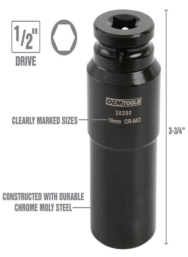 OEMTOOLS 25290 19MM Crank Bolt Socket, Removes Stubborn Bolts, Increased Torque, Impact-Quality Steel, 1/2 Inch Drive Metric Sockets - Image 4