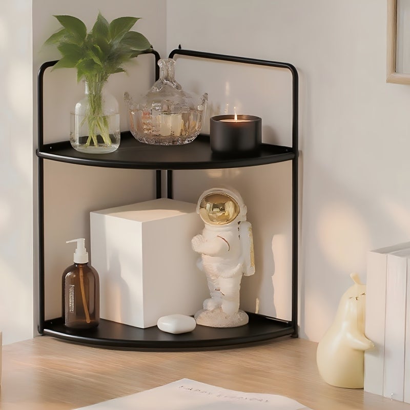 2-Layer Wrought-Iron Corner Storage Rack for Kitchen And Bedroom, Suitable for Holding Seasonings And Cosmetics, Can Be Used at Corners - Image 2